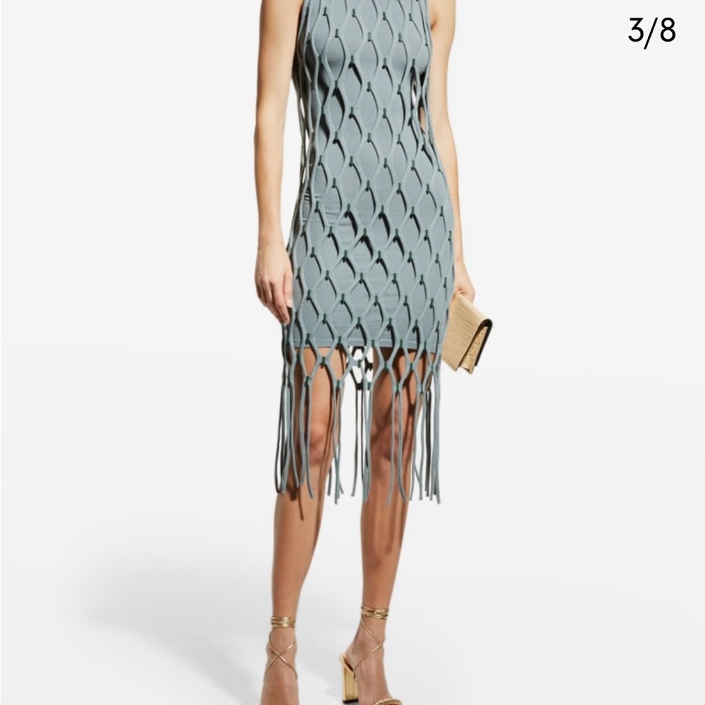 SIMKHAI Mariel Compact Mesh Fringe Mini dress - Picture 6 of 12